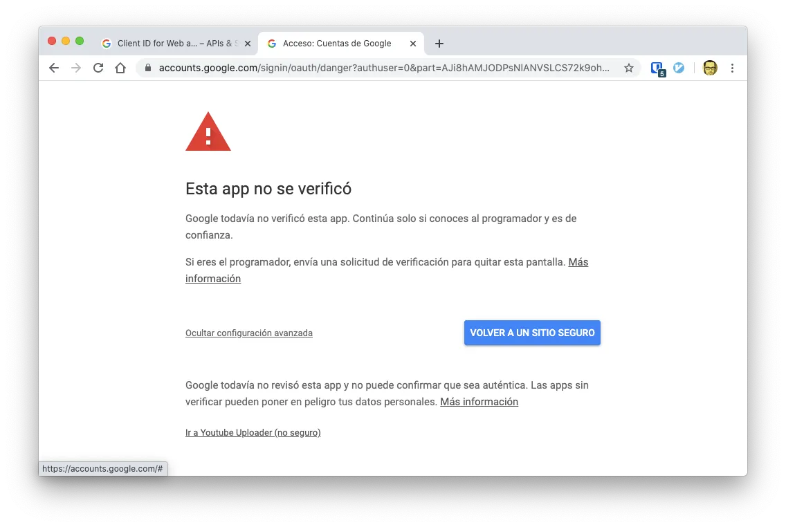 Certificat error browser windows