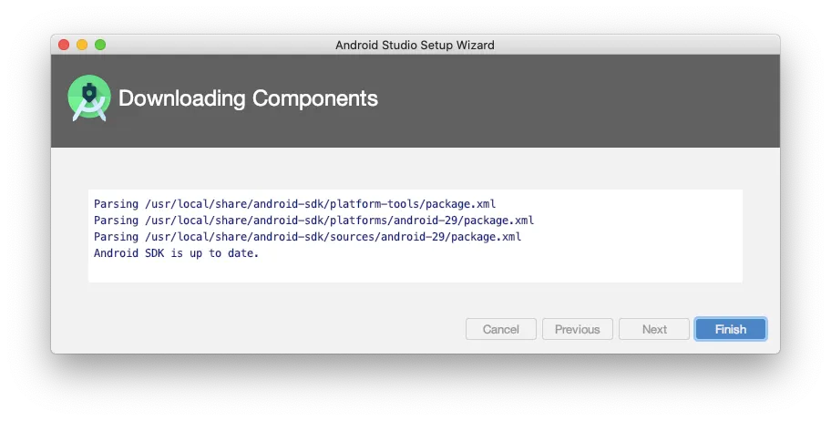 Android SDK finished installing