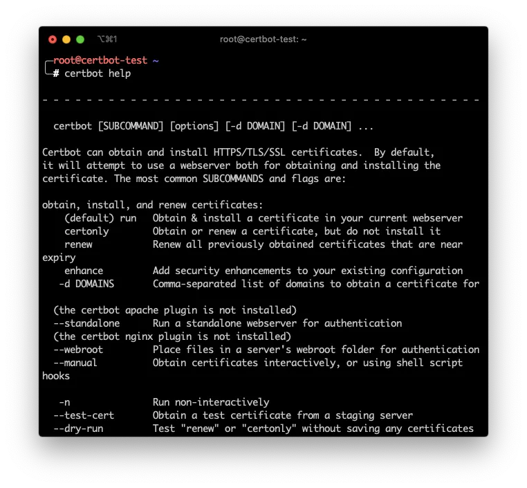 Image of certbot help