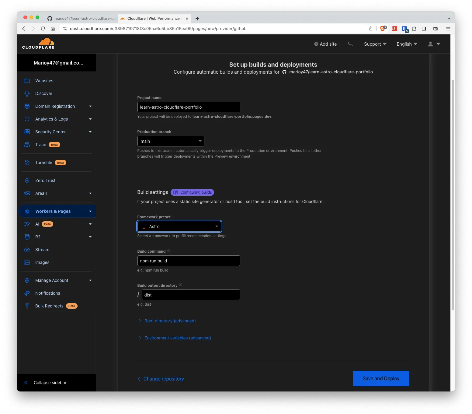 CloudFlare&#x27;s Astro configuration options