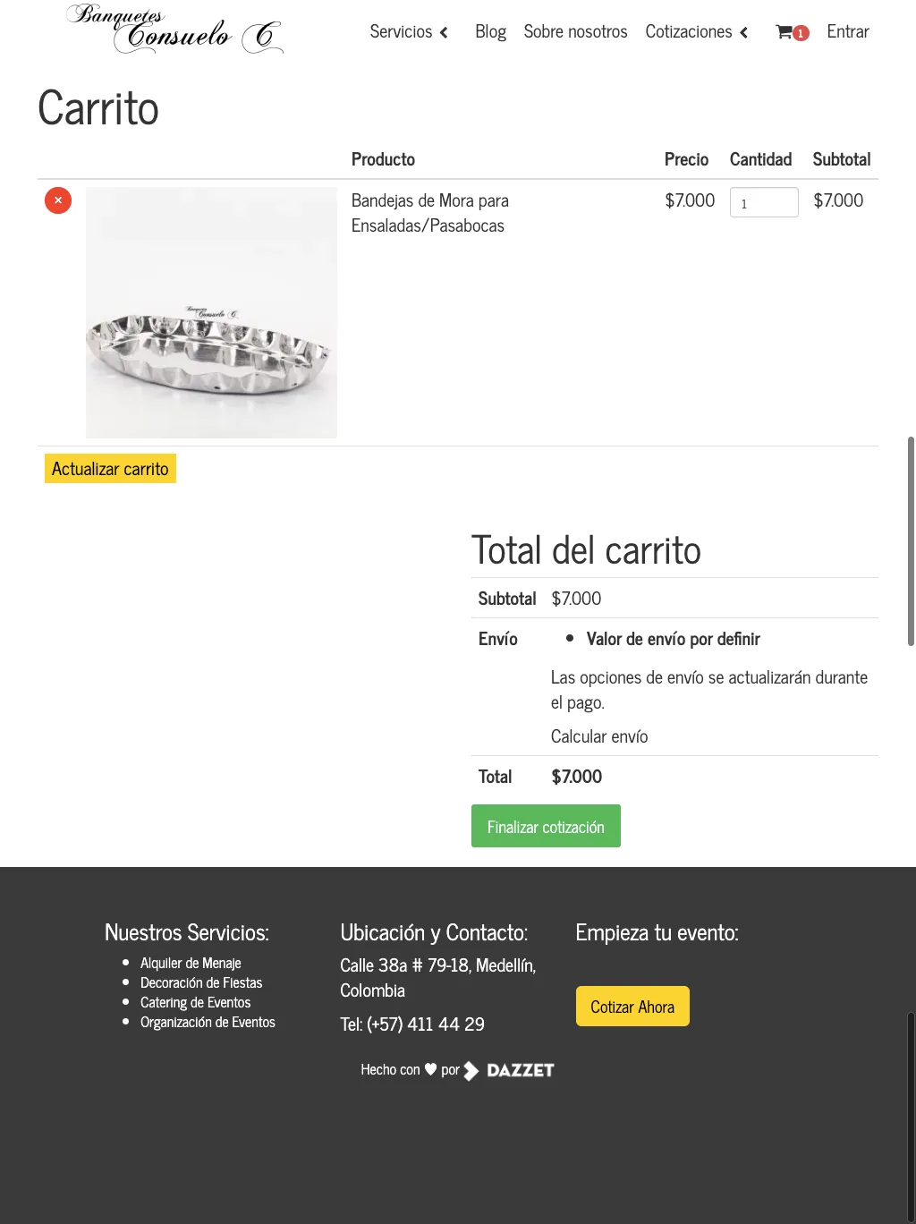 Banquetes Consuelo C Cart page