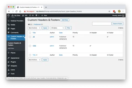 Screenshot for Custom Headers & Footers
