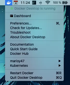 Docker in the menu bar