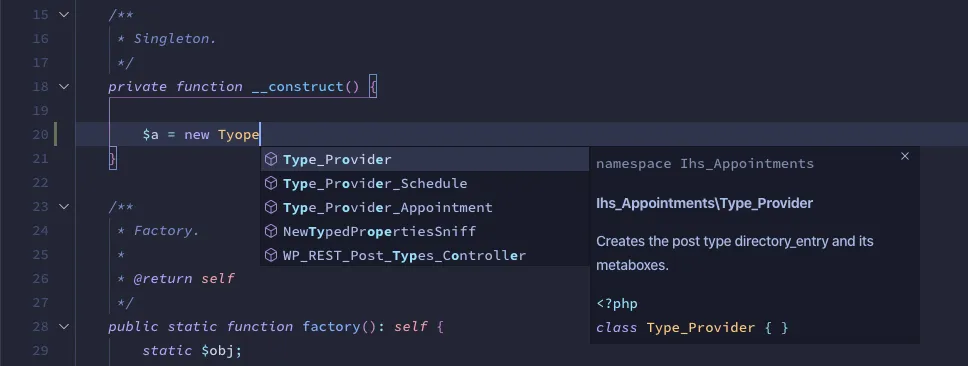 Visual Studio Code completition example