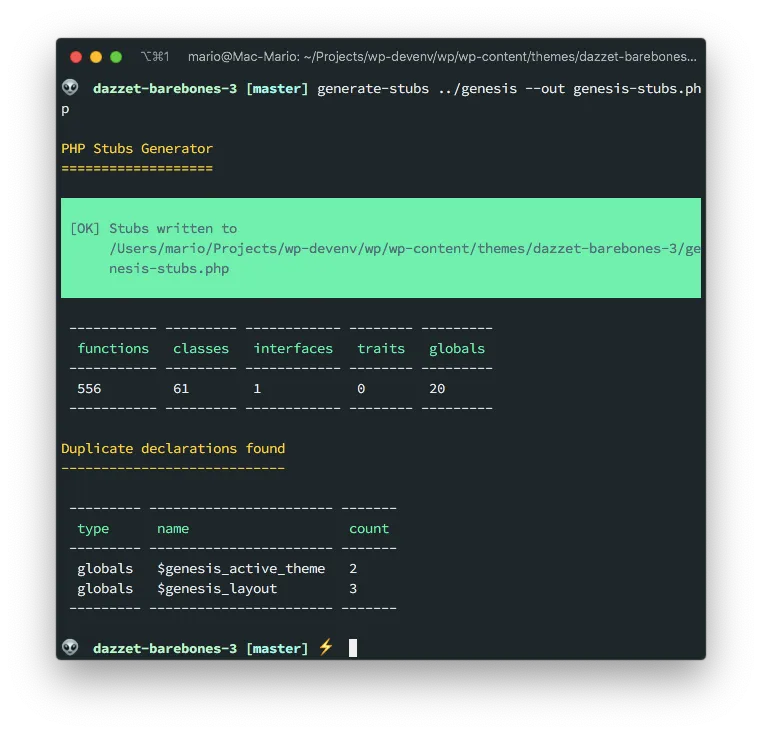 Generate-stubs command in action