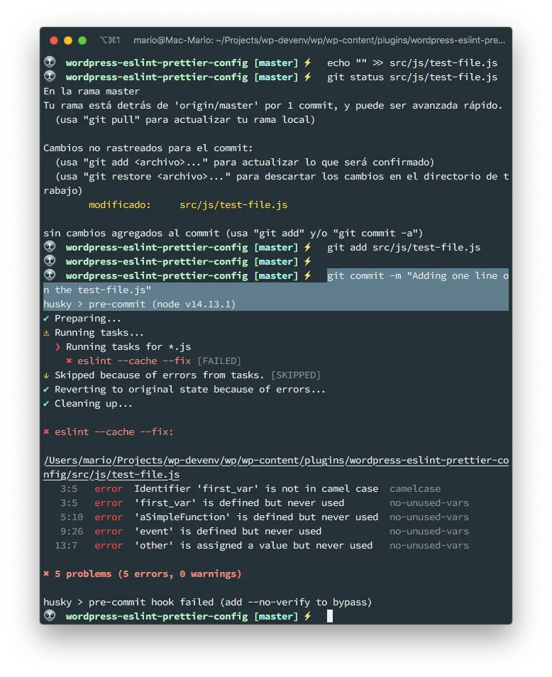 Eslint precommit errors