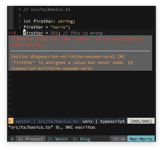 IDE showwing a TypeScript error
