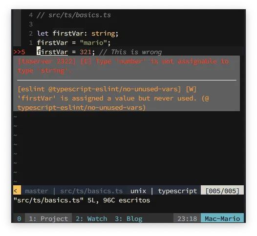 IDE showing a TypeScript error