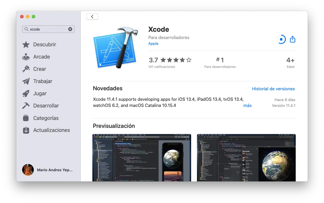 Apple app store for Xcode installation