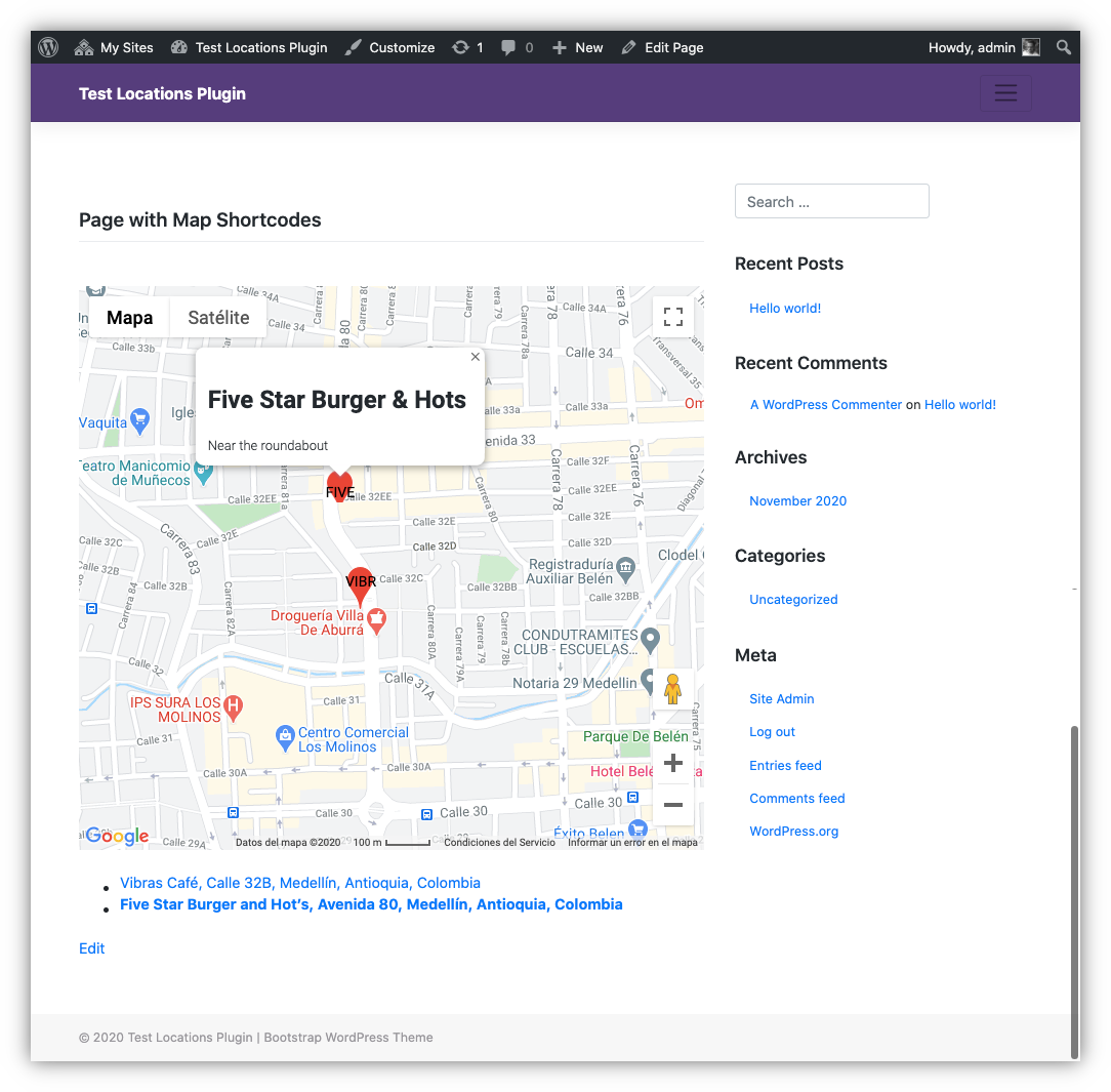 Screenshot for project Google Maps WordPress Plugin