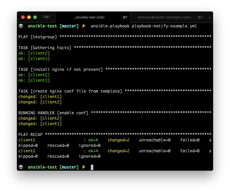 Using notify handlers to restart a service