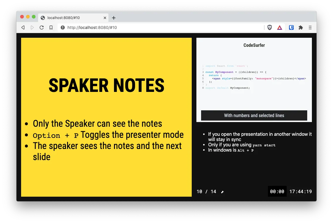 Speaker notes in action
