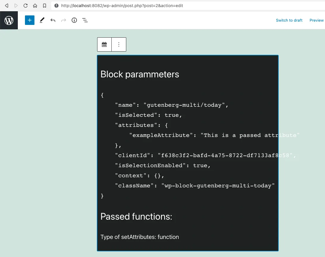 Block styled in the backend