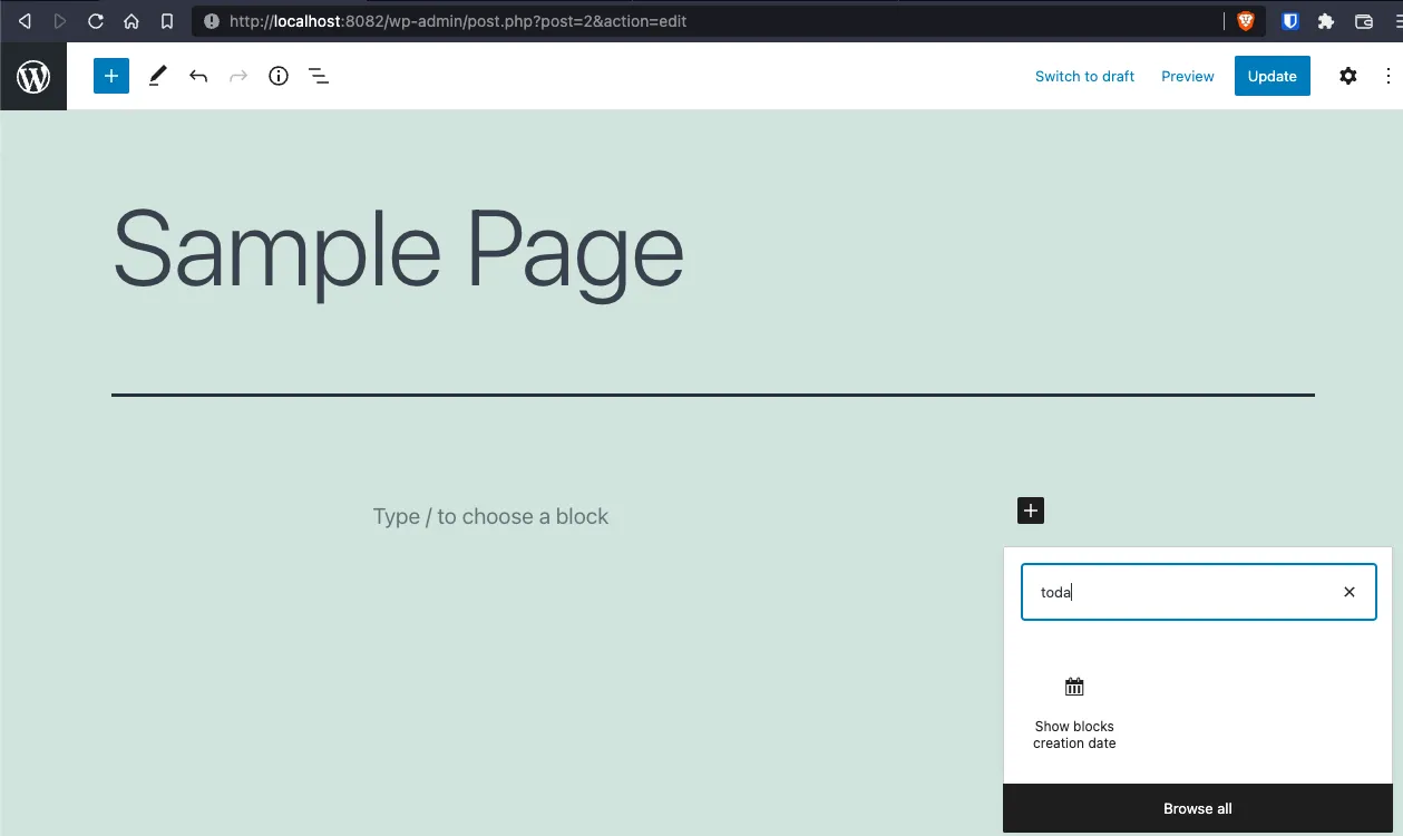 User Form Block in the backend
