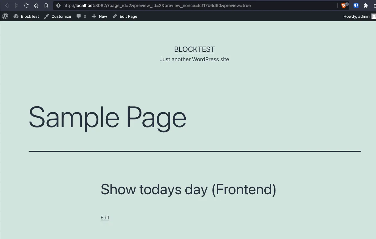 User Form Block in the Frontend